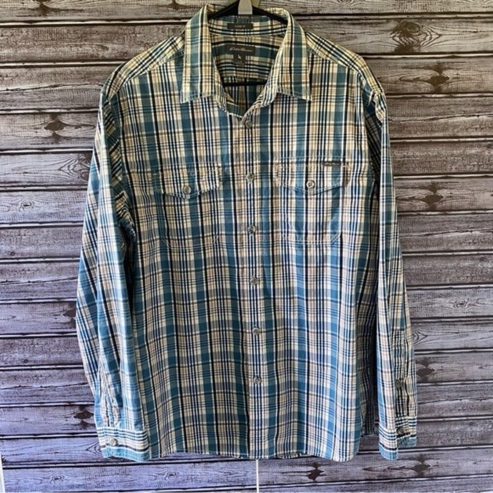 Eddie Bauer Men's Classic Fit Long-Sleeved Button-Down Shirt Size L‎